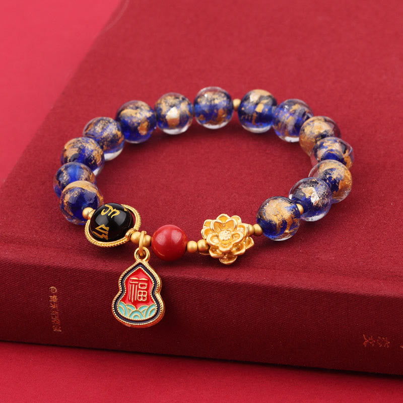 8mm Om Mani Padme Hum Bracelet | Liuli Glass Charm