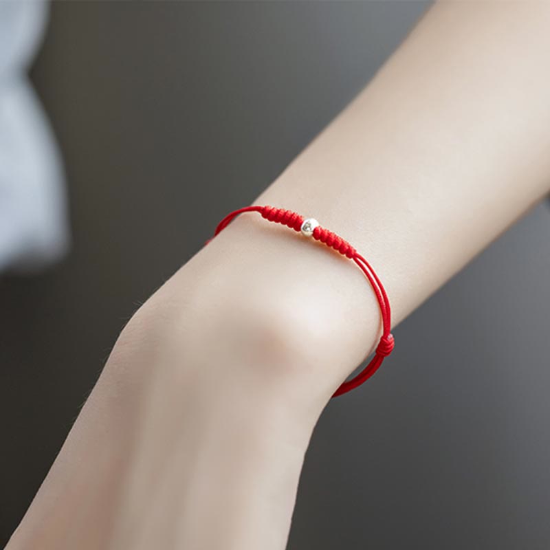 925 Sterling Silver Red String Protection Bracelet Unisex
