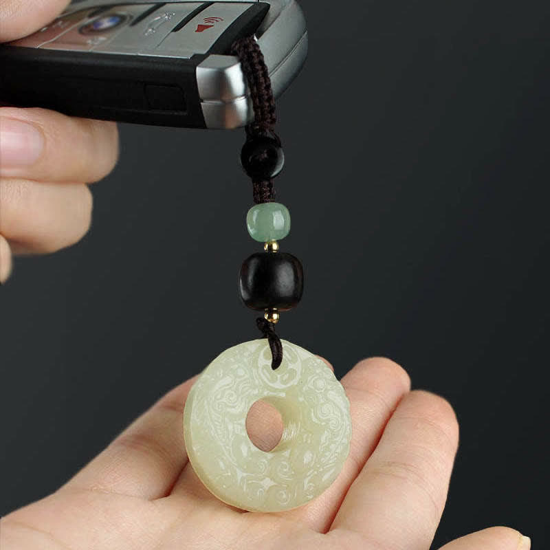 Pixiu Jade Peace Buckle Key Chain for Wealth & Abundance