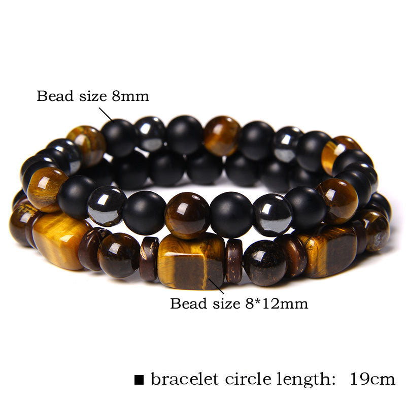 6mm Tiger Eye Frosted Hematite Courage Bracelet