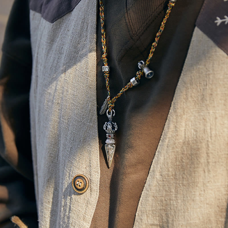 925 Sterling Silver Om Mani Padme Hum Necklace Dorje Vajra Pendant