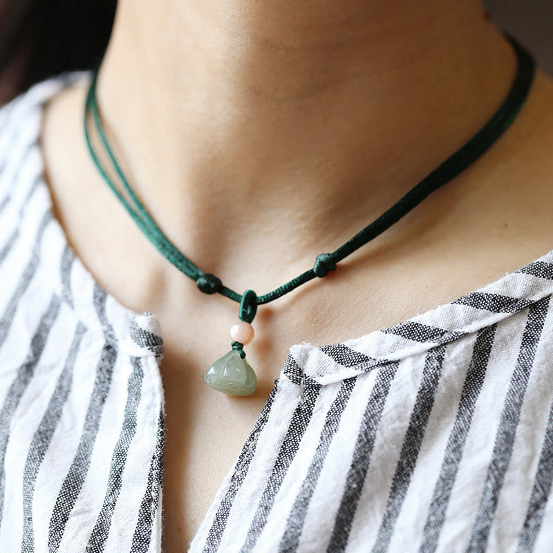 Natural Jade Peace Buckle & Lotus Necklace | Abundance Energy