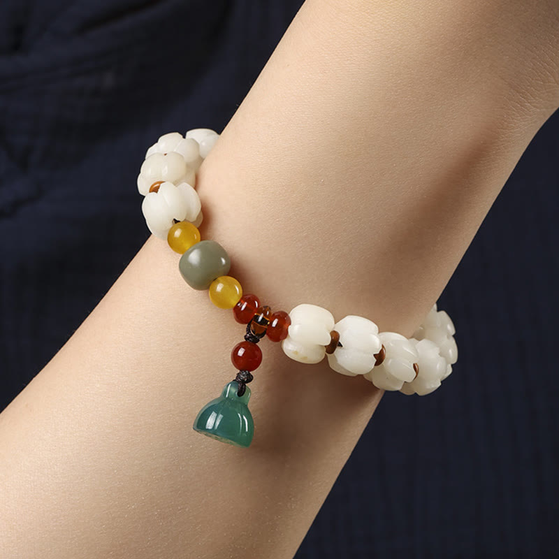 Bodhi Seed Red Agate Lotus Harmony Bracelet