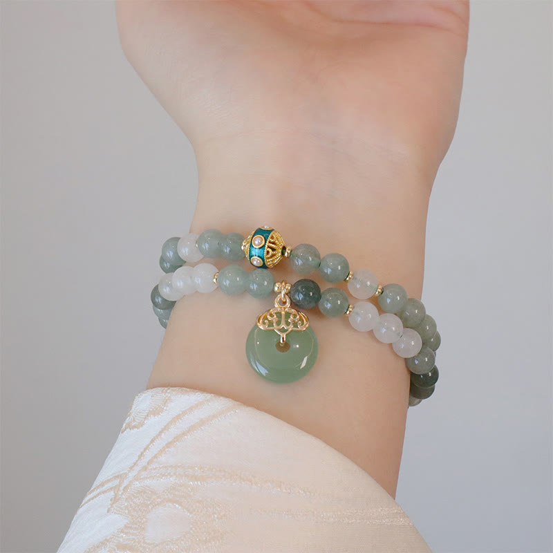 Jade Peace Buckle Bracelet | Single & Double Layer Luck Beads