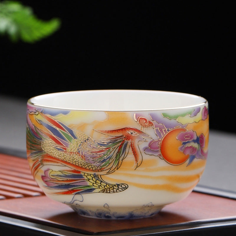 Dragon & Phoenix Ceramic Teacup 190ml | Spiritual Tableware