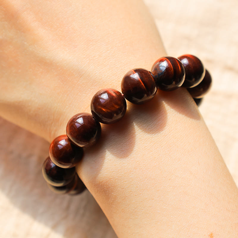 10mm Red Tiger Eye Healing Bracelet for Courage