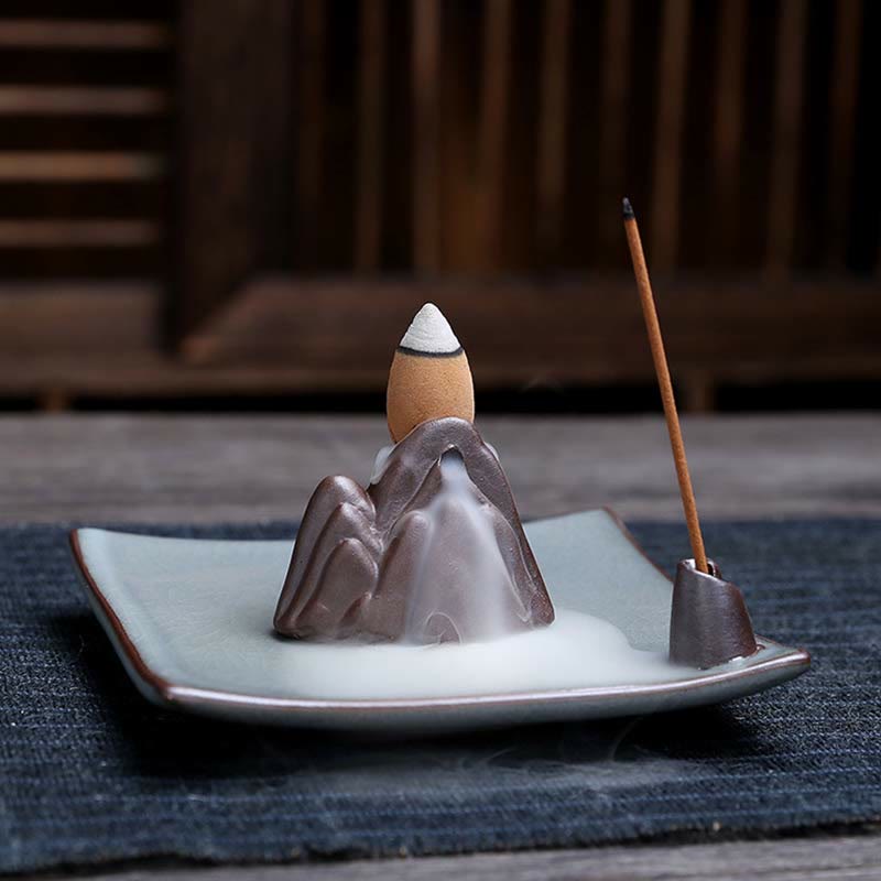 Ceramic Lotus Backflow Incense Burner for Meditation