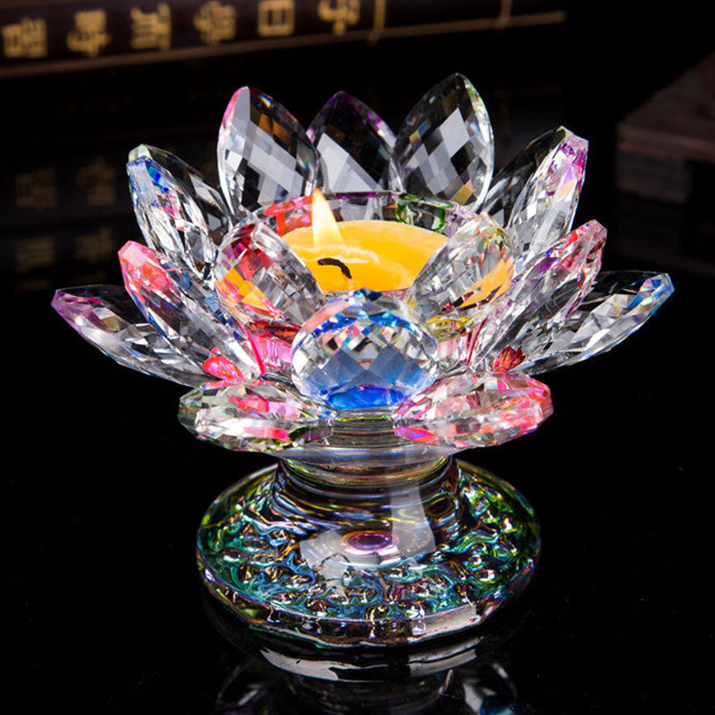 Citrine & White Crystal Tibetan Lotus Candlestick Ornament