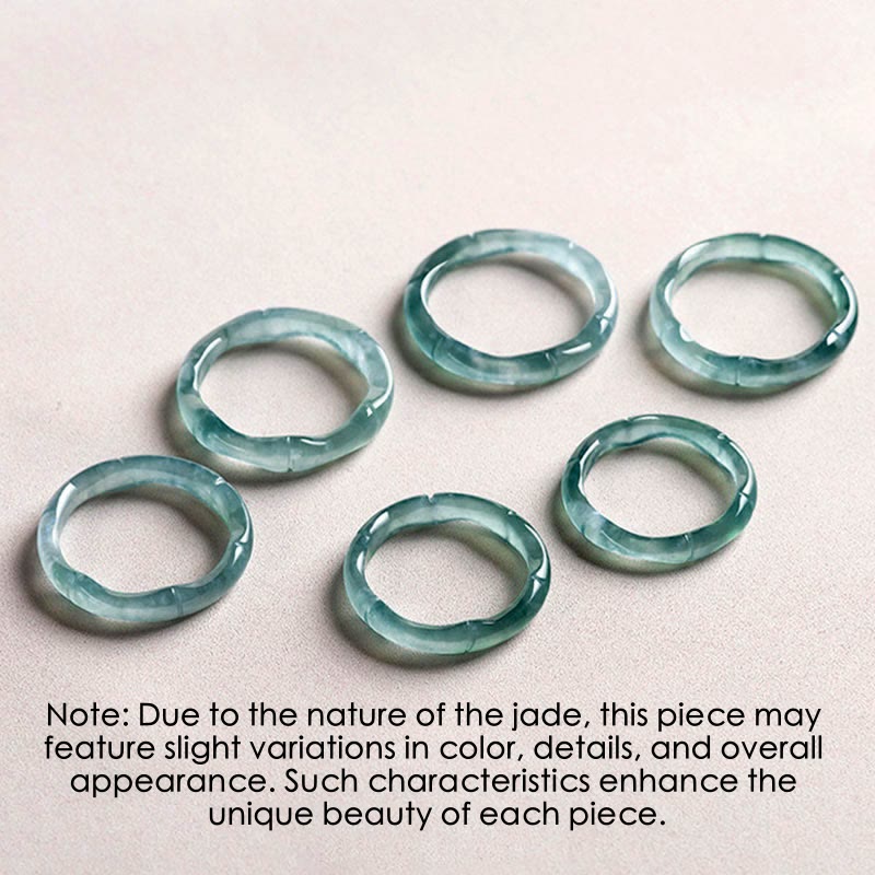 Natural Jade Prosperity Ring | Bamboo Design, 15-20mm