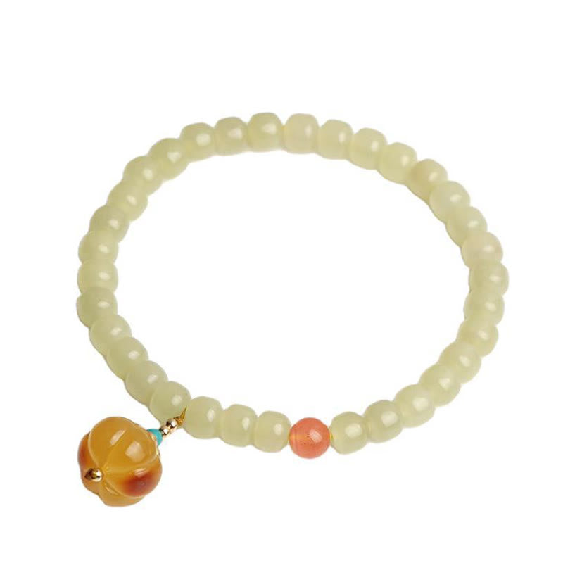 Natural Hetian Jade Prosperity Bracelet with Amber & Red Agate