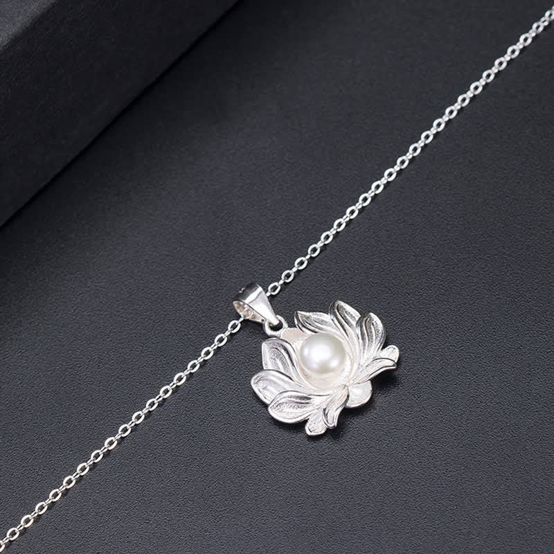 6mm Pearl Lotus Pendant Necklace – Wealth & Enlightenment