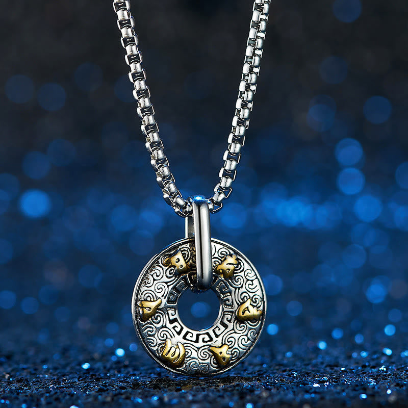 Om Mani Padme Hum Necklace | Titanium Steel Peace Buckle Pendant