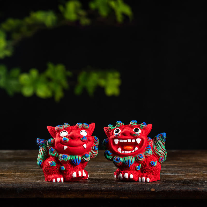 Small Pair of Resin Fu Foo Dogs | Protection Buddha Statue