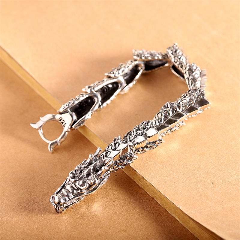 925 Sterling Silver Dragon Luck & Success Bracelet