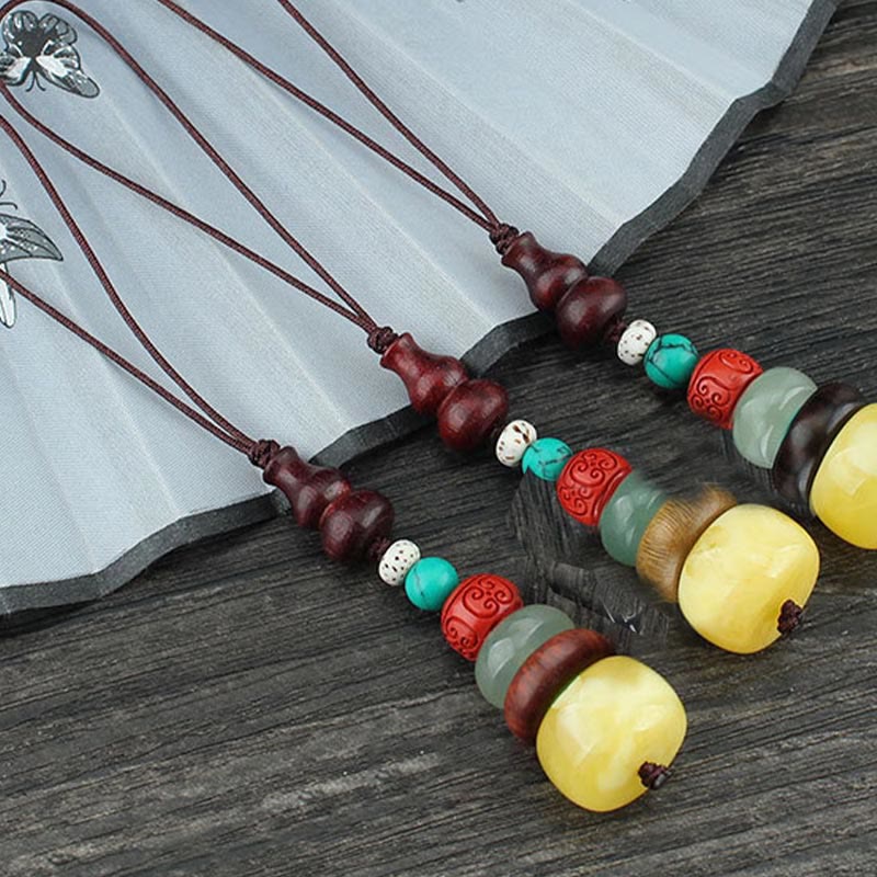 Spiritual Green Sandalwood Ebony Wood Phone Hanging Decoration