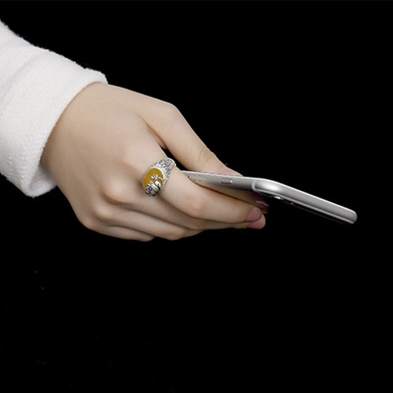 Adjustable Citrine Lotus Protection Ring for Prosperity