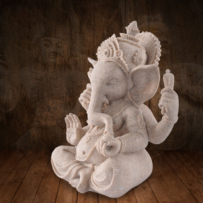 Ganesh Statue for Home | Resin Elephant God Decor 8.26IN