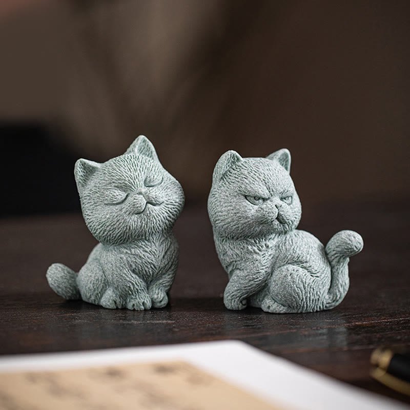 Small Cat Tea Pet Figurine | Spiritual Animal Home Decor
