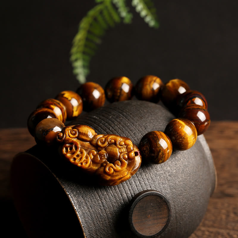 10mm Tiger Eye Wealth Bracelet for Protection & Luck