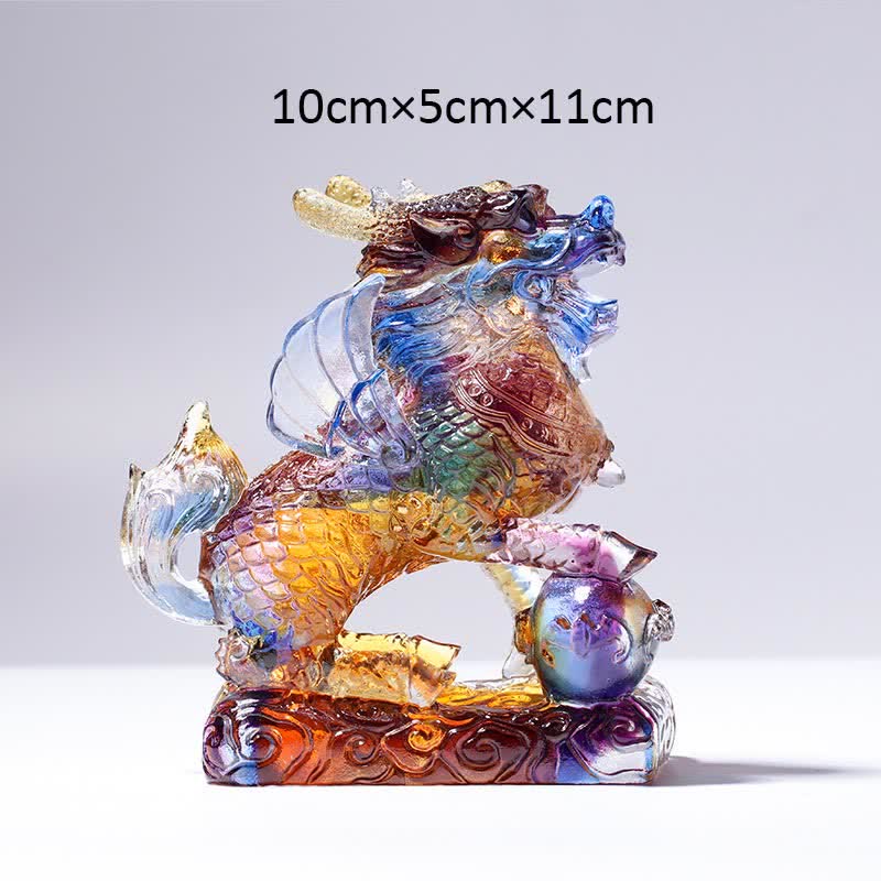 Handmade Liuli Feng Shui Kirin Crystal Art Piece