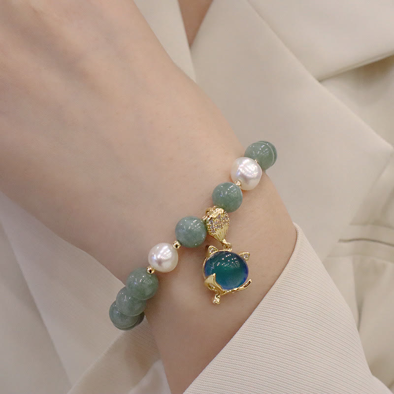 Jade Prosperity Charm Bracelet 14-16cm Color-Changing Fox