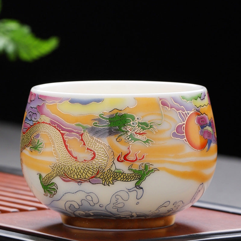 Dragon & Phoenix Ceramic Teacup 190ml | Spiritual Tableware