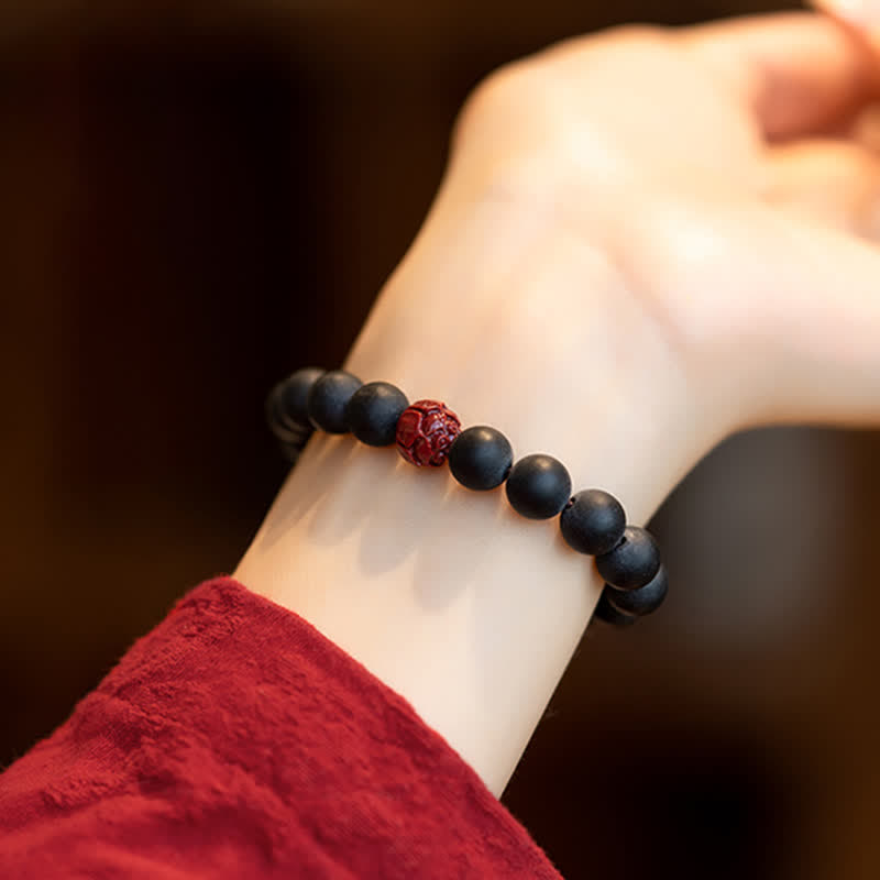 8mm Cinnabar Cypress Healing Bracelet for Calmness
