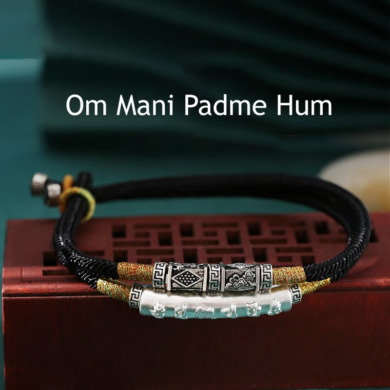 Unisex 999 Sterling Silver Om Mani Padme Hum Peace Bracelet