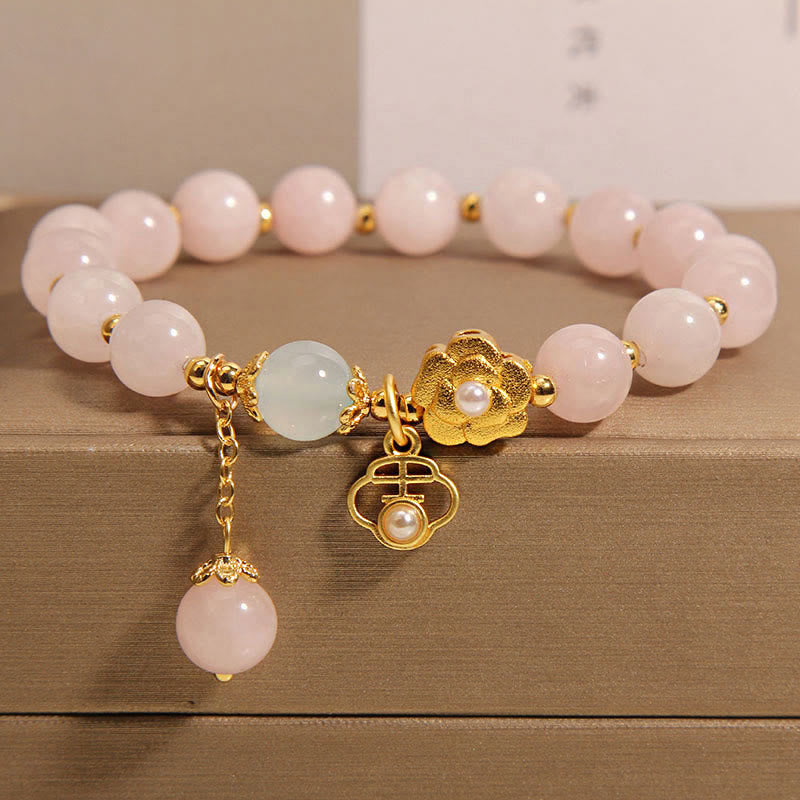 Pink Crystal Lucky Flower Warmth Bracelet 14-17cm