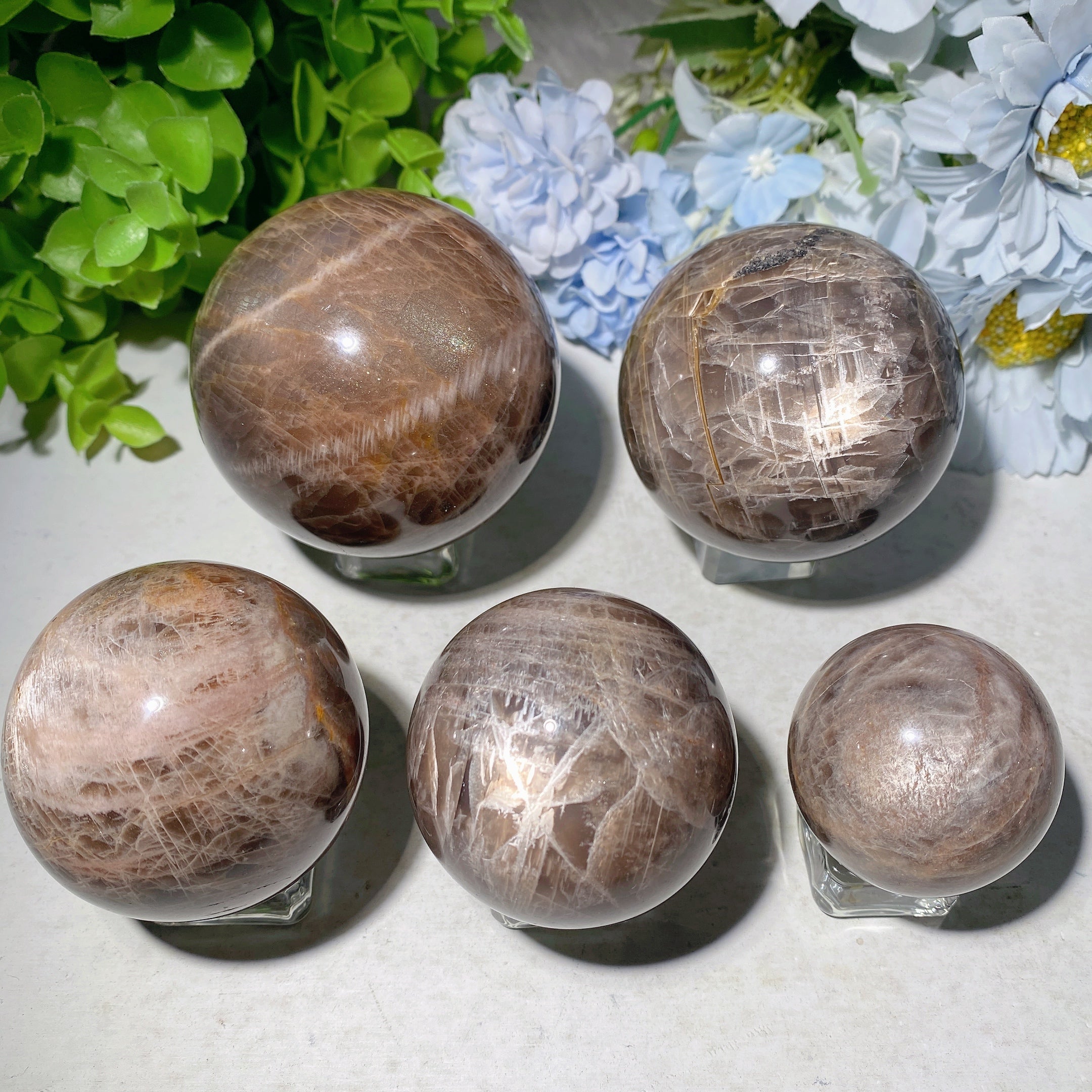 Dark Moon Stone Crystal Spheres 1.5-3 Inch Healing