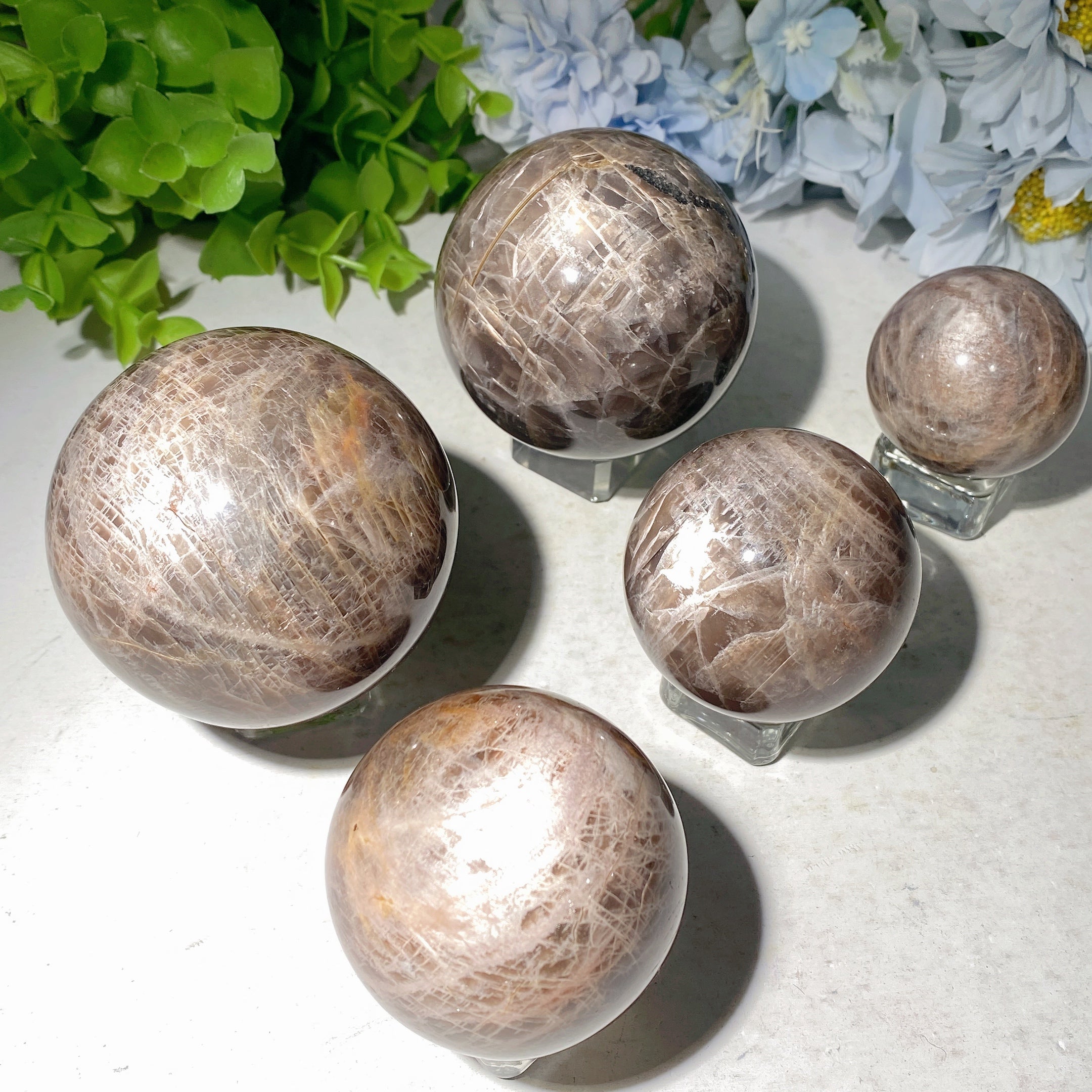 Dark Moon Stone Crystal Spheres 1.5-3 Inch Healing