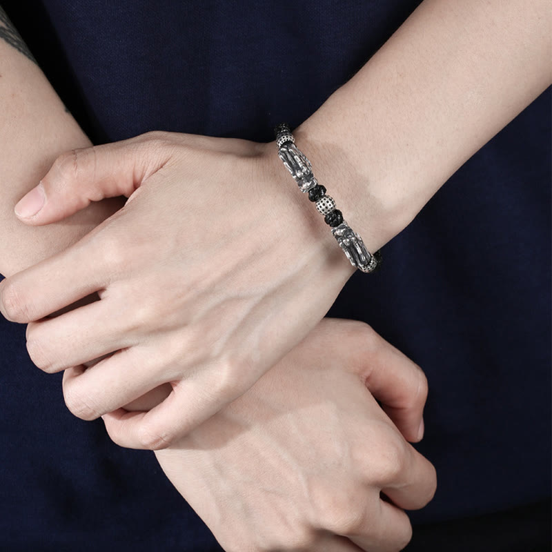 Sterling Silver Double Dragon Bracelet | Luck & Protection