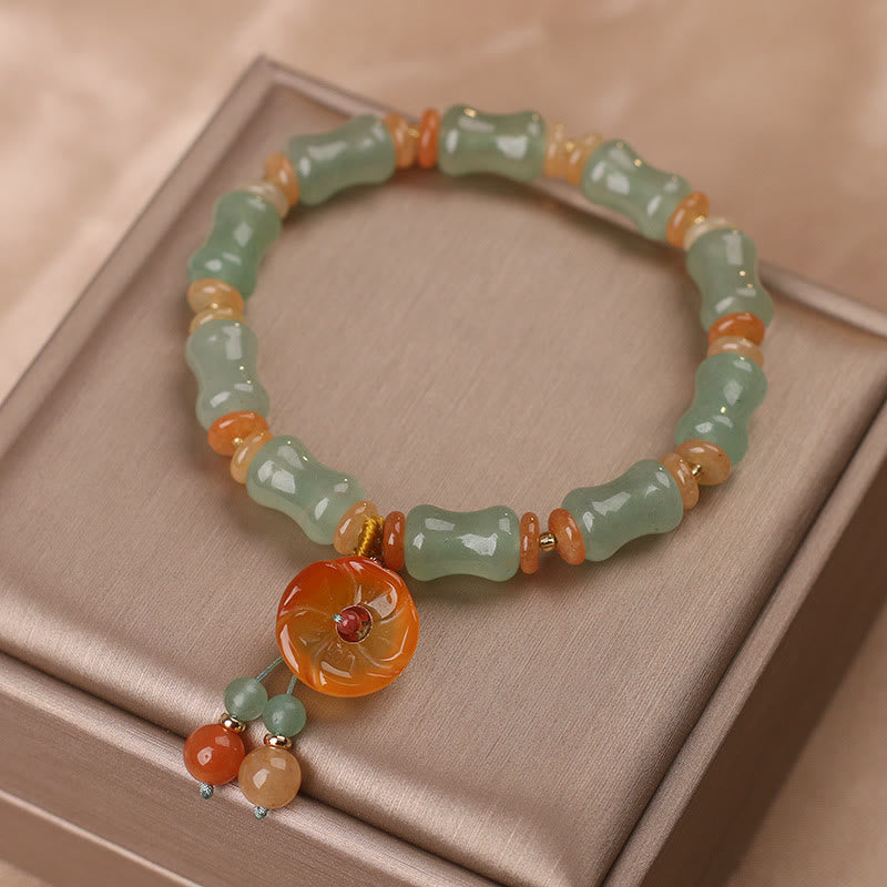 Jade Bamboo Flower Luck Bracelet for Prosperity & Growth