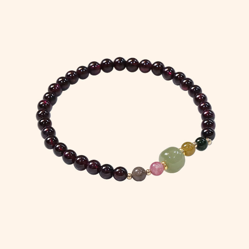 Garnet Hetian Jade Passion Bracelet 14-16cm Wrist