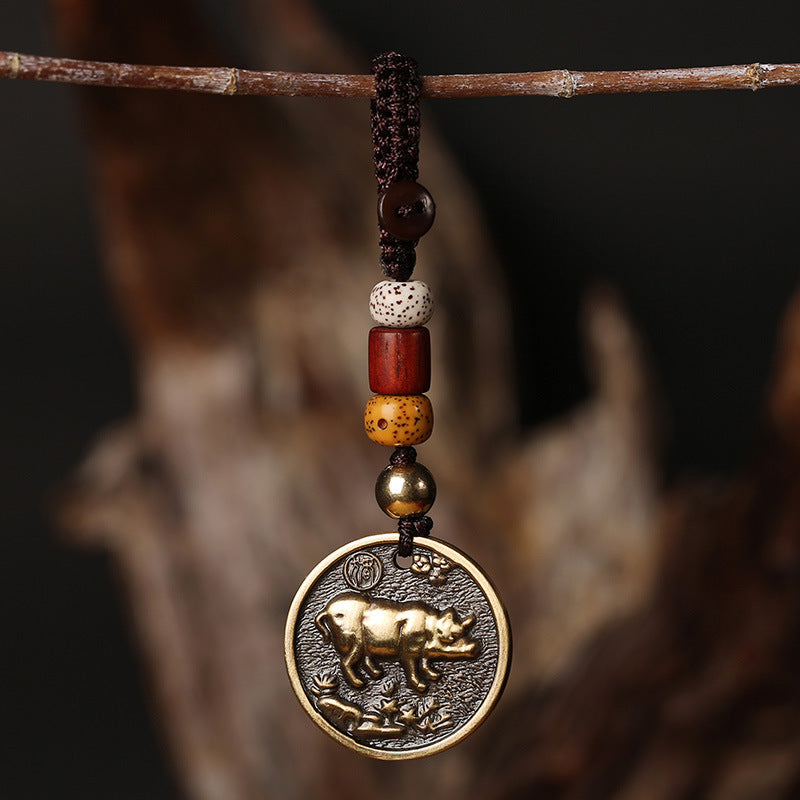 Copper Chinese Zodiac Keychain for Luck & Balance