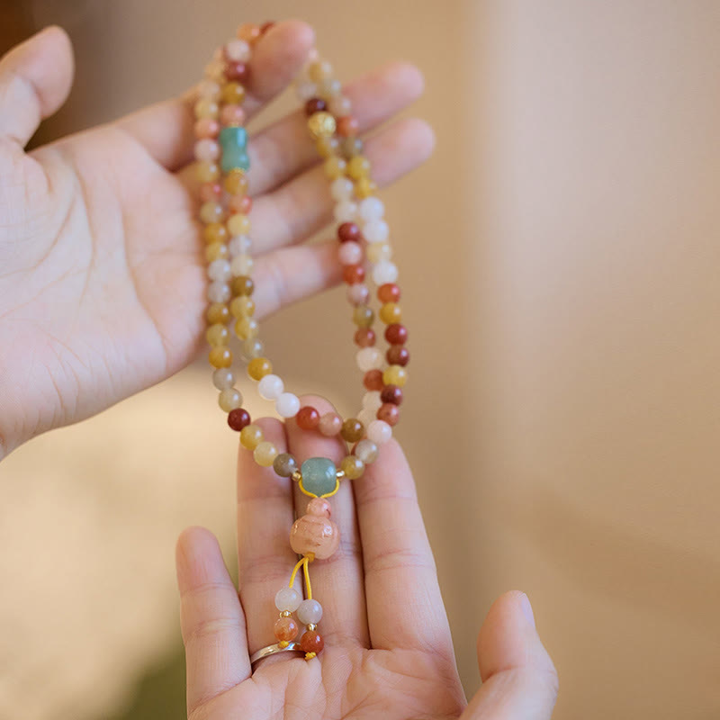 Golden Silk Jade Triple Wrap Bracelet for Wealth & Luck