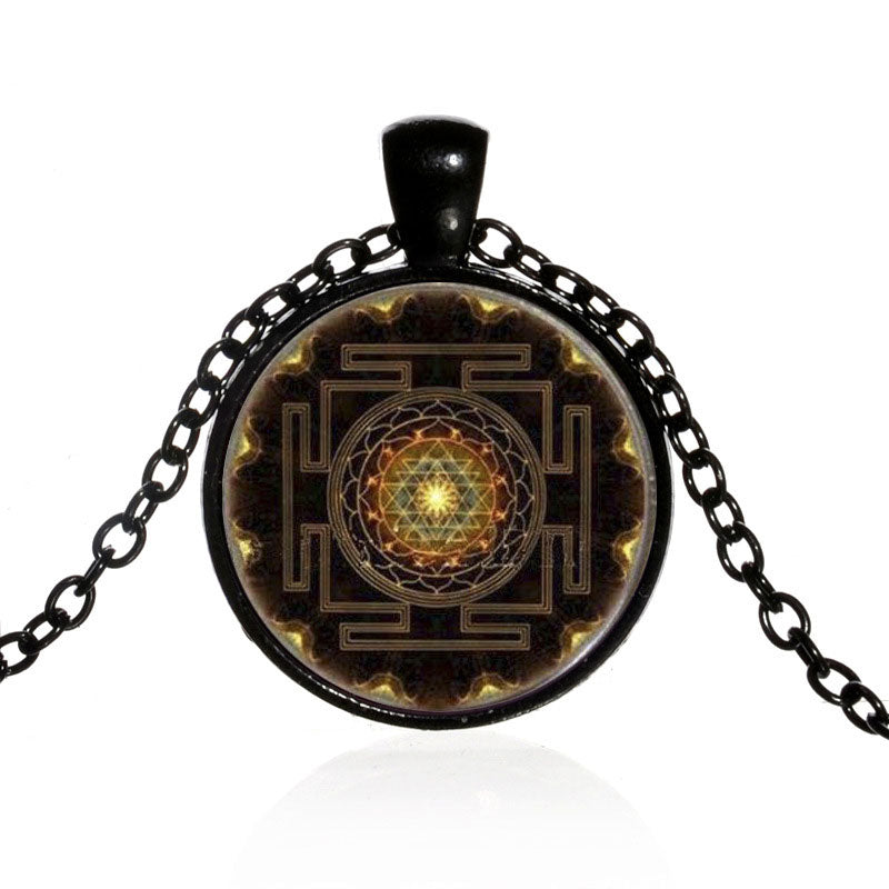 Sacred Sri Yantra Time Gemstone Spiritual Necklace