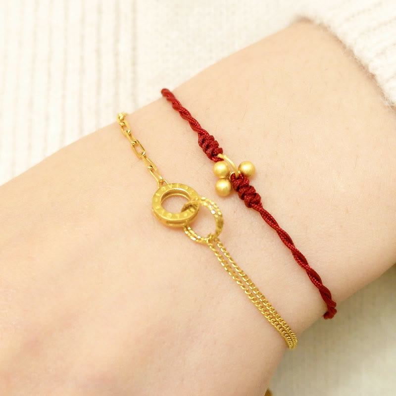 925 Sterling Silver Gold Plated Luck Red String Bracelet Unisex