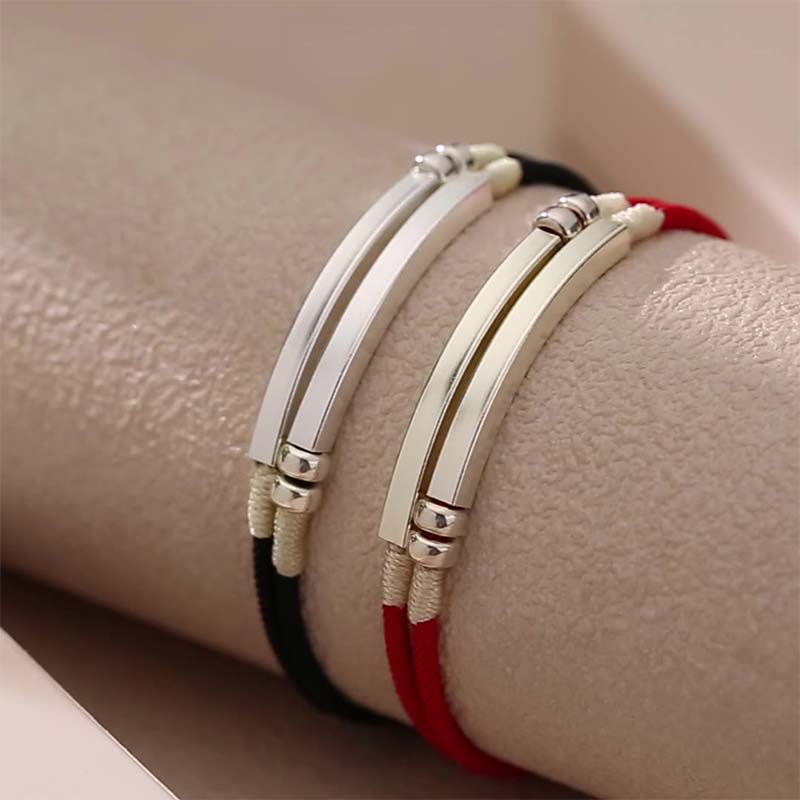 Sterling Silver Red String Layered Braid Bracelet for Luck & Protection