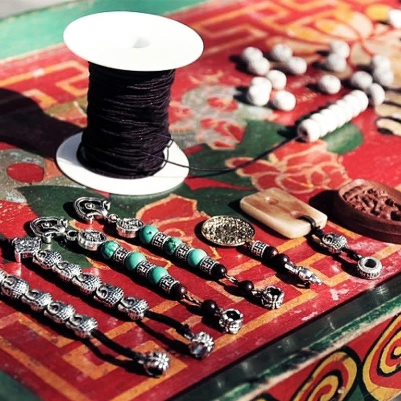 Tibetan Yak Bone 108-Bead Strength Mala Bracelet