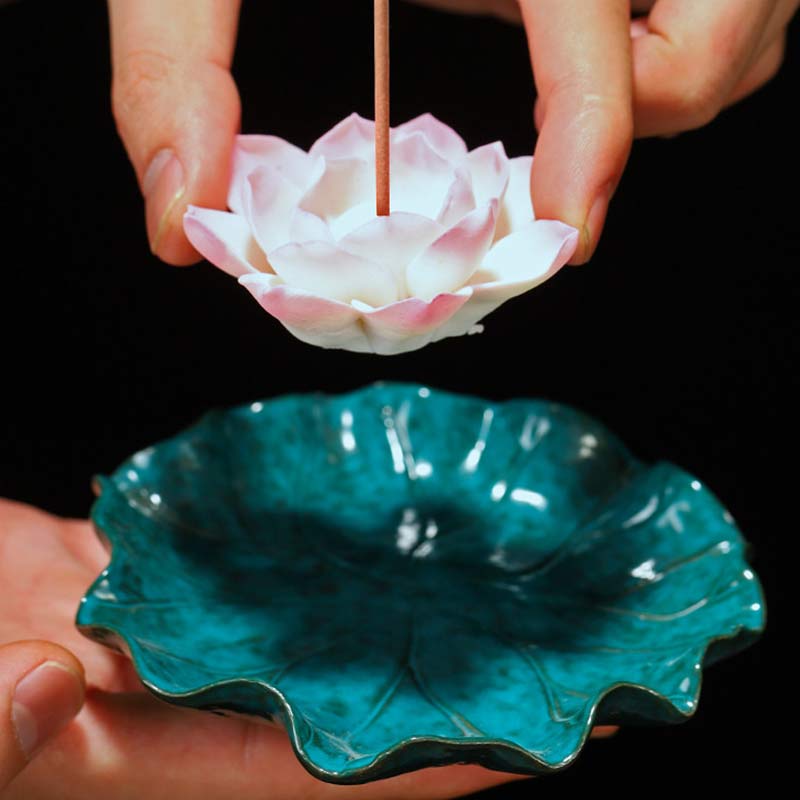 Tibetan Lotus Ceramic Incense Burner | Blessing Decor