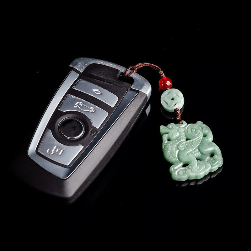 Natural Jade Kirin Prosperity Hanging Decoration for Phone