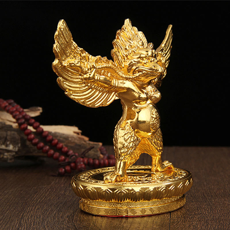 Gold Garuda Bird Zinc Alloy Protection Spiritual Statue 12.5cm