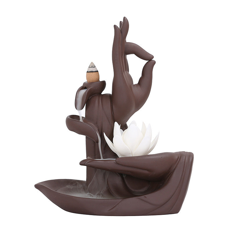 Tibetan Lotus Incense Burner in Purple Clay for Meditation