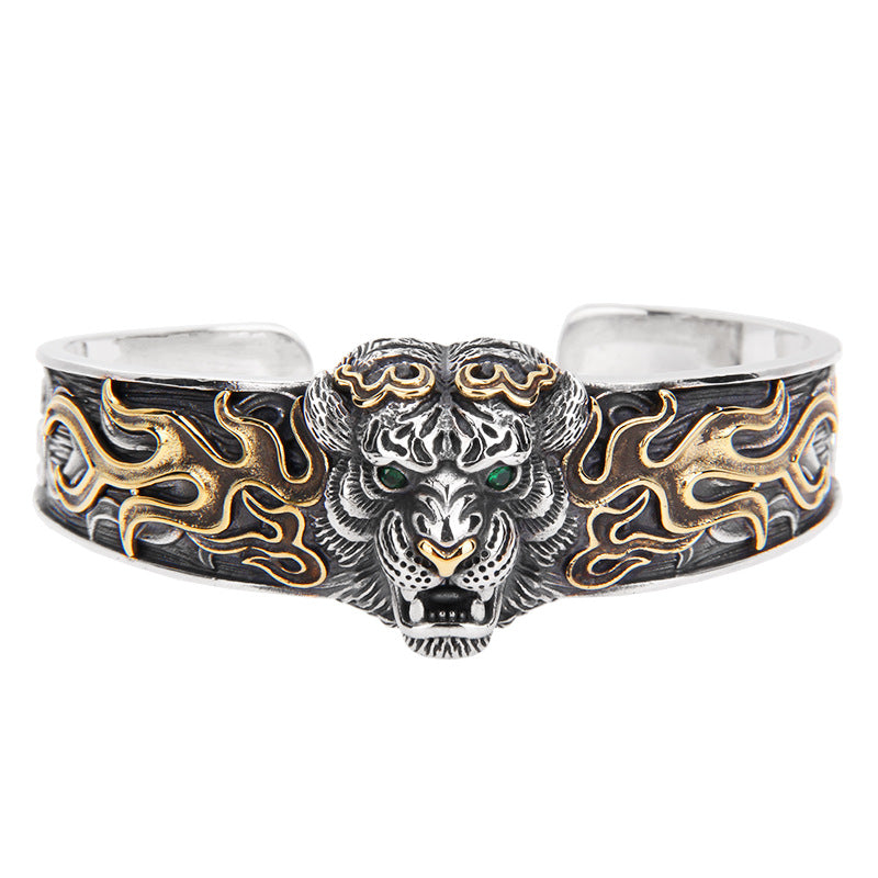 Adjustable 925 Sterling Silver Chinese Zodiac Tiger Protection Bracelet