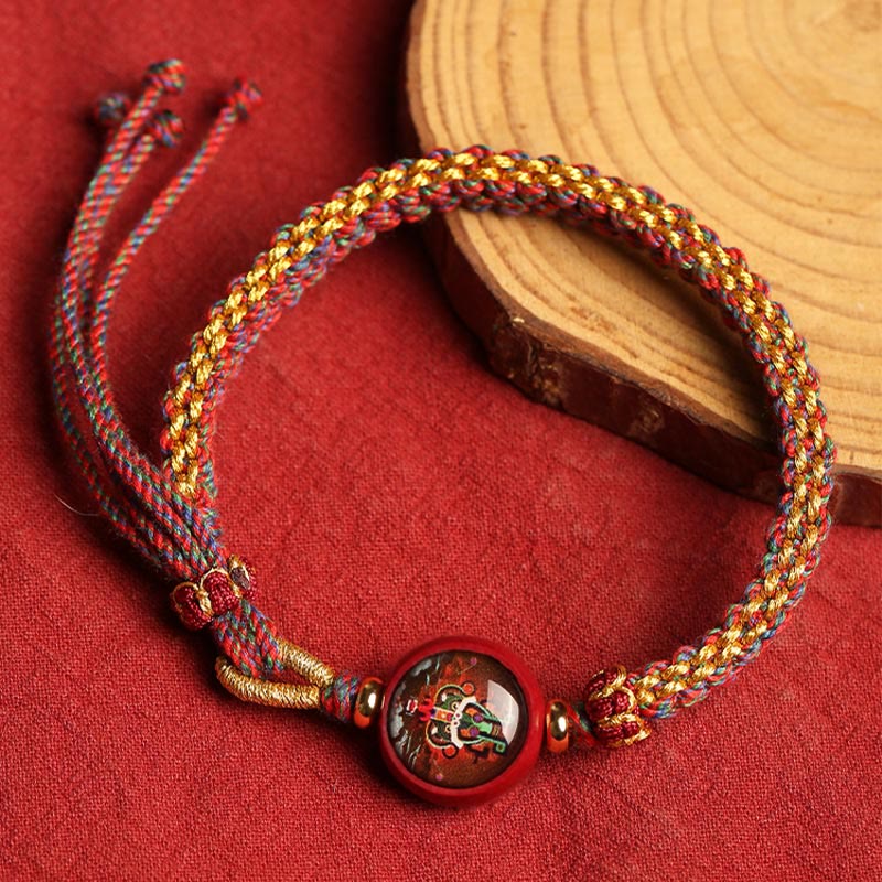 Colorful Rope Cinnabar Thangka Blessing Bracelet