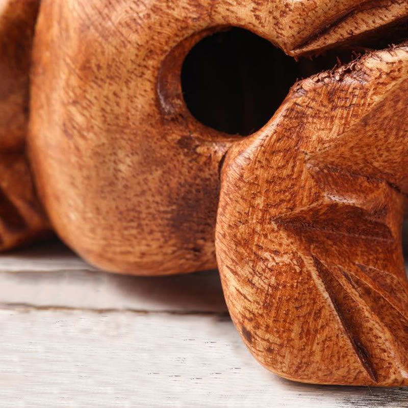 Miniature Feng Shui Wealth Luck Frog Decoration 6.5cm Wood