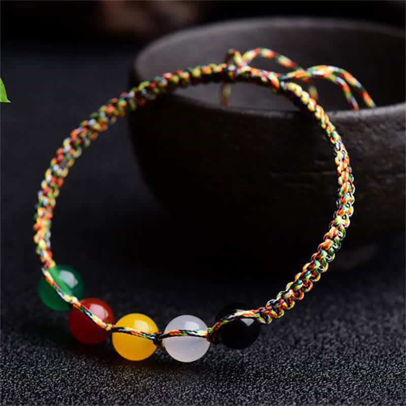 Colorful Agate Five Elements 8mm String Bracelet
