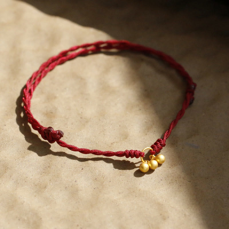 925 Sterling Silver Gold Plated Luck Red String Bracelet Unisex