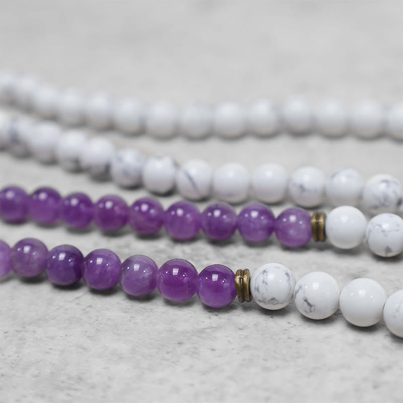 108 Beads Amethyst White Turquoise Healing Bracelet